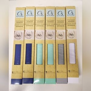 Crafter's Square Glossy Permanent Vinyl Paper Sticker Back 12" x 48" 6 Rolls